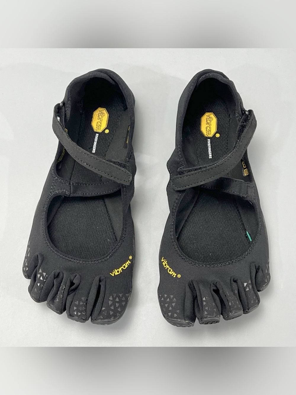 Vibram FiveFingers Black Flats with Yellow Logo Accents